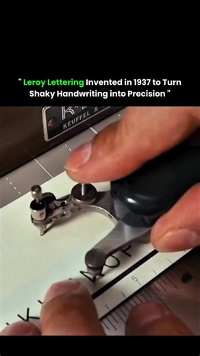 Vriince on Instagram: "Invented in 1937, Leroy lettering turned shaky handwriting into precise and uniform letters.Professionals in engineering and architecture used it to make documents easy to read before computers. The system used templates and a mechanical scriber to guide the pen, keeping every character the same size and shape. This method reduced mistakes and made technical drawings and maps clear and consistent. You can see its influence in the strict lettering standards still followed t