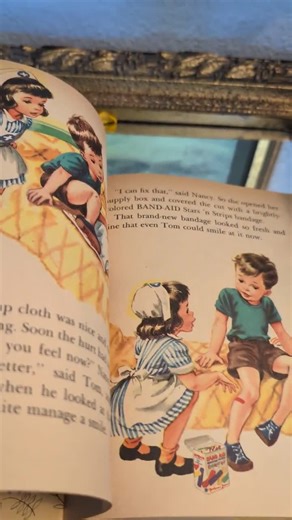 Rare Vintage 1958 Nurse Nancy Little Golden Book Collab with Band-Aid Stars and Strips