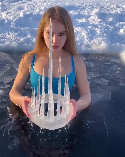 58K views · 2.7K reactions | Russian girl who dives into ice holes bravely, making a show and enjoying it 略 | Future Russia | Facebook