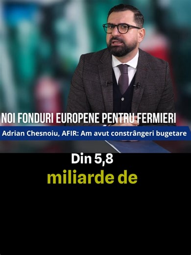 💶 Peste 2 miliarde de euro, deja plătite prin PS PAC 2023–2027 AFIR a efectuat până în prezent plăți de aproximativ 2 miliarde de euro în cadrul Planului Strategic PAC, pentru investiții și măsuri dedicate agriculturii și dezvoltării rurale. 🎙️ Adrian Chesnoiu, director general AFIR, despre ritmul plăților și stadiul implementării, în cadrul emisiunii Agrostrategia, TVR1. #AFIR #PSPAC #FonduriEuropene #AgriculturaRomânească #DezvoltareRurală #Agrostrategia