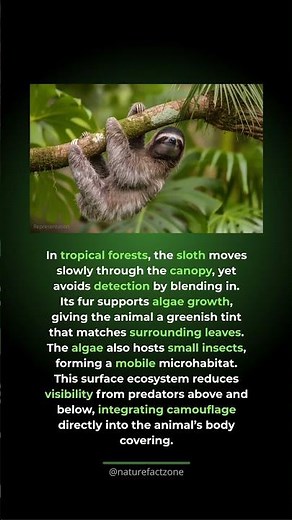 Why sloths look green. Sloth fur hosts algae that provide camouflage and create a min...