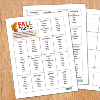 Fall Taboo Game | Fun ESL Speaking and Vocabulary Activity for Middle School