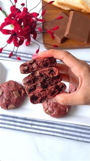 Red Velvet Cookies Recipe | Soft and Chocolatey #cookies #dessertrecipe #shorts