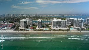 Coronado Shores Condominiums And Beach Village - Hotel del Coronado In San Diego Bay, California United States. Aerial Tracking Shot