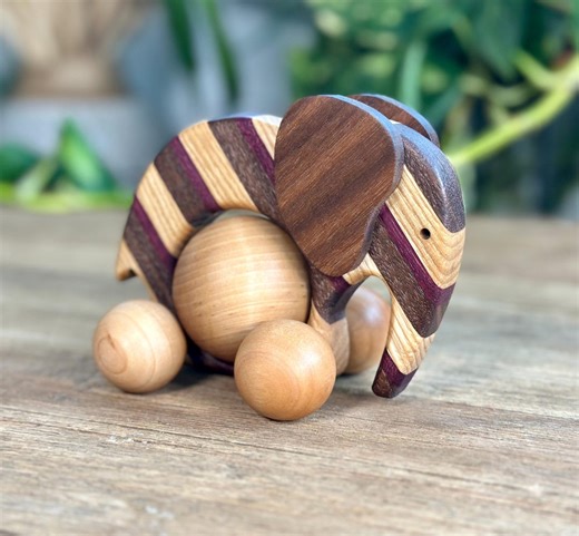 Wooden Push Toy - African Elephant - Etsy
