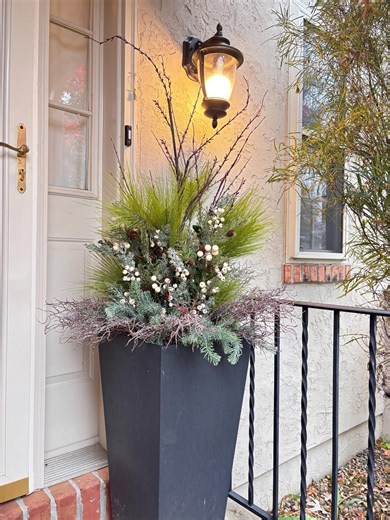 Christmas Urn Filler: Faux Evergreen, White and Green Winter Floral Porch Decor - Etsy