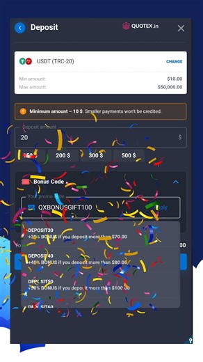 (Quotex) 90% Deposit bonus code: with guaranteed gift