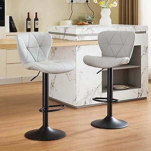 Restworld Kitchen Solo Classic Adult Low Back Adjustable Seat Height Bar Stools - Set of 2, Gray
