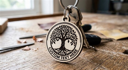 Personalized Tree of Life Keychain Wooden Engraved Custom Name Round Key Ring Gift for Family Roots Symbol Minimalist Nature Accessory - Etsy