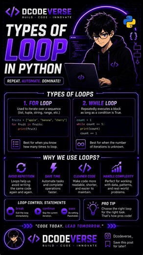 Python Loops Made Easy 💻 | Learn For Loop & While Loop in Hindi #pythonchallenge #pythontricks