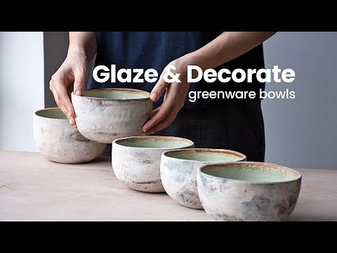 One firing for bisque, glaze, and engobe: handmade ceramic bowls