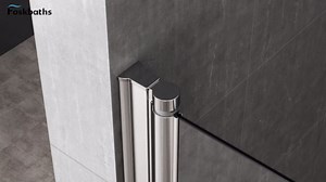 Bathtub Shower Door, Semi-Frameless Bath Tub Shower Door Foldable Hinged Bathtub Glass Door 42" W x 55" H Bathtub Door 1/4" Tempered Glass with Explosion-Proof Film Stainless Steel Chrome