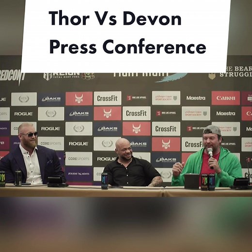 Thor vs Devon press conference/trash talk 😂 gotta love em both. #boxing #armwrestling #strongman #gym #lift #powerlifting #fyp #fypシ @devonlarratt @hafthorbjornsson