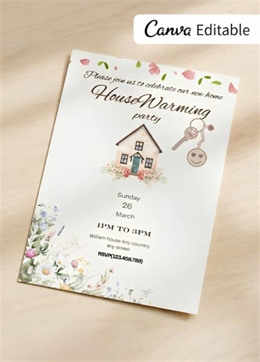 Housewarming Party Invitation | New Home Celebration Invite | Modern Minimal Invitation Card | Printable Template - Etsy