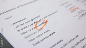 Tax audit review current asset account receivable aging check bad debt data credit risk ratio in balance sheet annual report by GAAP IFRS IAS. Income Cash flow billing control wealth for trader study.