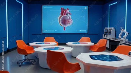 Demonstration of heart anatomy in an interactive learning space with advanced technology and robotics