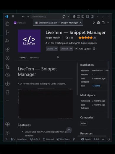 Snippet manager extension #creatorsearchinsights #websitebuilder #vscode #extensions