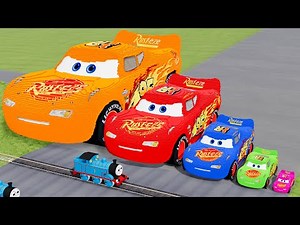 Big & Small Color Lego Lightning Mcqueen vs Trains Thomas | BeamNG.Drive