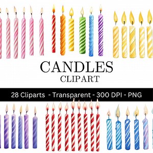 Watercolor Birthday Candle Clipart - Digital Download for Invitations - Cute Party Decorations - Commercial Use Available - Etsy