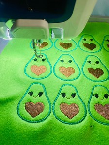 Filled and applique machine embroidery design | Adorable avocado, pes embroidery