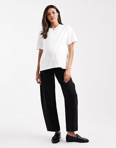ASOS DESIGN Maternity slim barrel leg jeans in washed black | ASOS