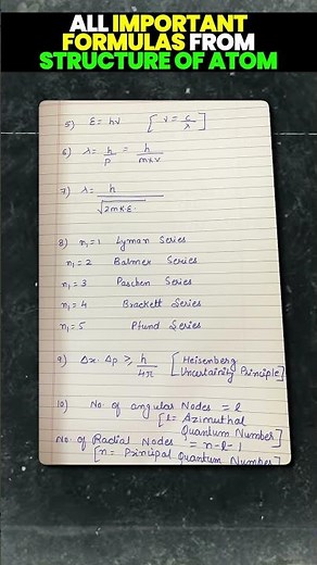 All Important Formulas From Structure of Atom😱🧪📚🔥#class11chemistry #class11 #class11midterm