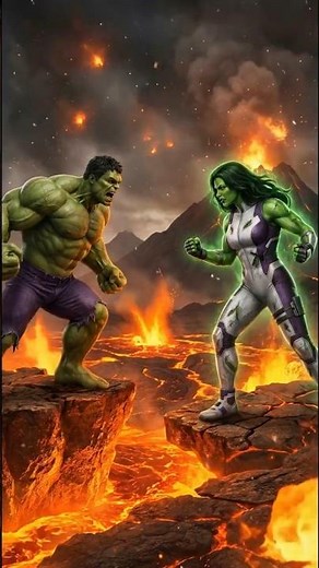 Hulk vs She-Hulk Fight Scene | Volcano Eruption Battle | 8K Animation #shehulk #hulk