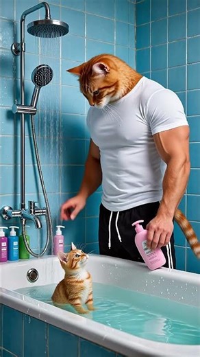 The Kitten Made A Flood While Taking A Bath, And The Cat Dad Was Devastated