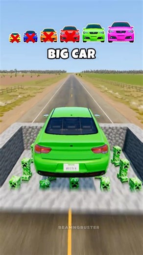 Big & Small Cars vs Minecraft Creeper Pit