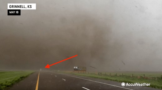 Storm chaser watches tractor trailer drive directly into Kansas tornado