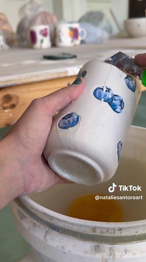 Handmade Blueberry Travel Mug | Pottery Glazing Process