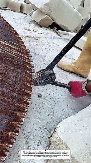 How Workers Maintain Giant Stone Saw Blades | Industrial Cutting Technology