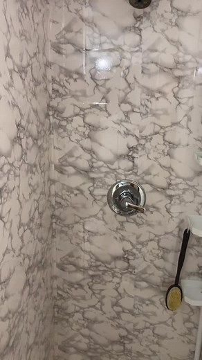 Small Bathroom Makeover with Vinyl Wallpaper | DIY Shower Transformation