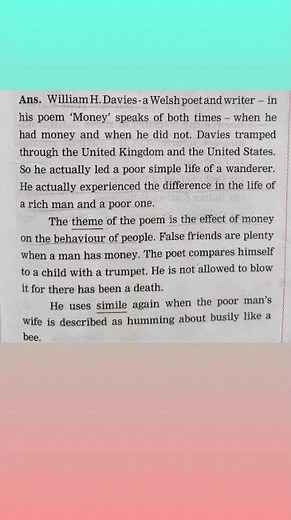 2.6] Money Appreciation of the poem Class 12th