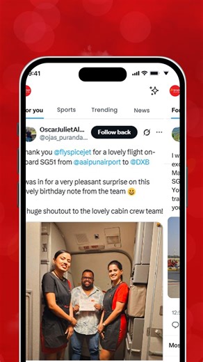 3.8K views · 16 reactions | With every takeoff, we're reminded of your trust. Thank you for flying with us. #flyspicejet #spicejet #customerlove #tweets #addspicetoyourtravel | FlySpiceJet | Facebook
