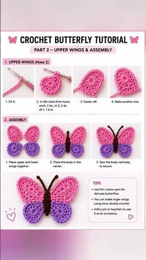 Easy Crochet Butterfly Tutorial for Beginners 🦋 | Step-by-Step Pattern# #crafts #crochet #knitting