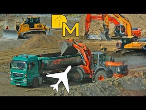 KOMATSU DOZER + HITACHI ZAXIS BAGGER ✈ MEGA AIRPORT BAUSTELLE
