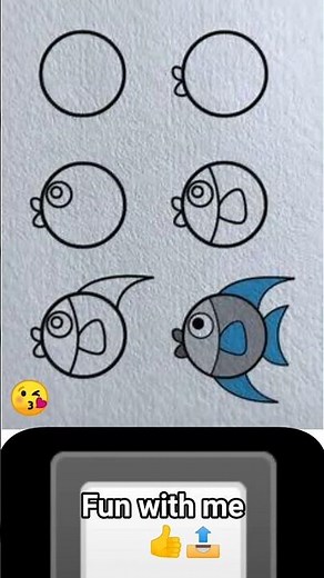Draw fish with circle 💡#fish #drawforclouring #trandingshorts #pencil2d #easydrawing #stepbystep