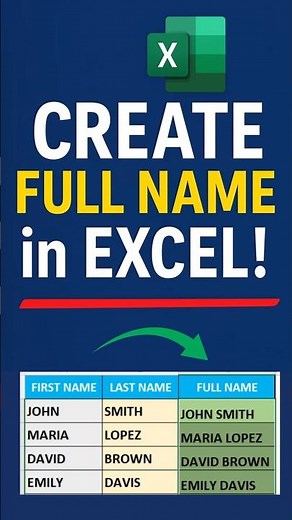 Combine First & Last Name into Full Name in Excel | Easy Formula!