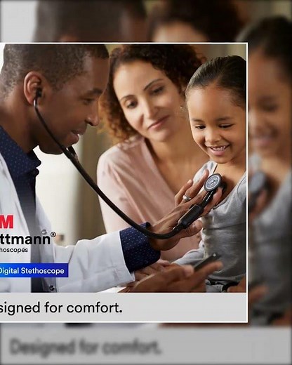 3M Littman® CORE Digital Stethoscope, Black Chestpiece, Tube, Stem and Headset, 27 inch, 8480