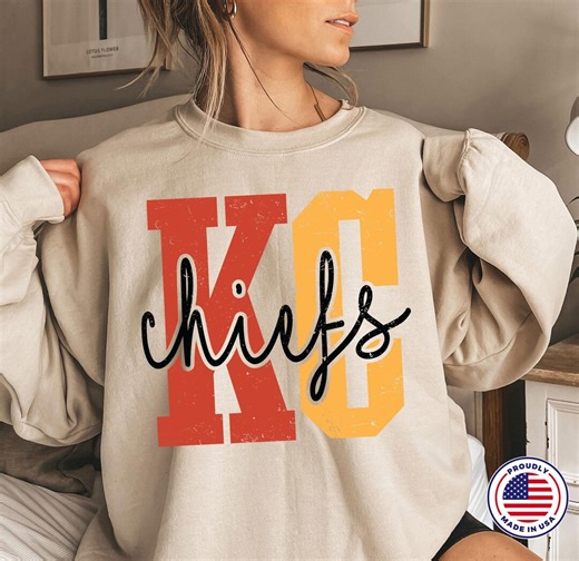 KC Chiefs Sweatshirt, KC Chiefs Hoodie, Kansas City Football T Shirt, Gift for Football Fan Tee, Chiefs Football T Shirt,,a1523 - Etsy