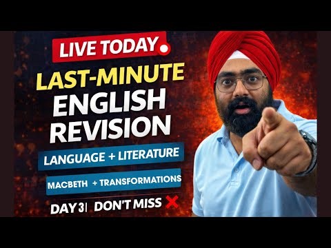 🔴 Day 3 | Last-Minute English Revision LIVE 🔥 | Language + Literature | MACBETH + TRANSFORMATIONS