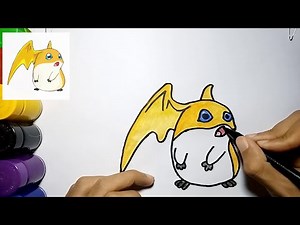 How To Draw Digimon Patamon | Cara menggambar karakter digimon