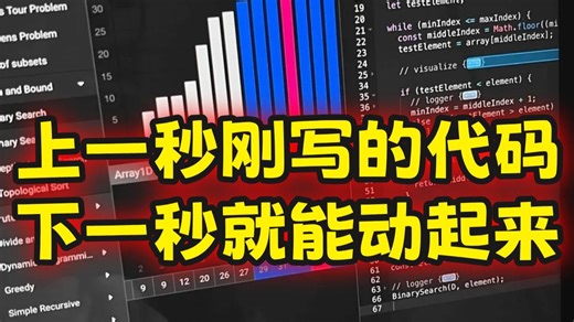 【算法可视化】上一秒刚写的代码，下一秒就能动起来！这个算法可视化平台我真的吹爆！