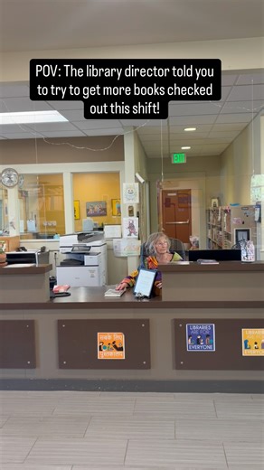 You have been warned! 🤭 Lois heard “let’s get more books checked out” and happily jumped in to help! We truly believe no one should leave the library empty-handed so really we are just spreading the book love! #librarylife #librarybooks #checkitout #libraryfun #gardenvalleyidaho | Garden Valley District Library