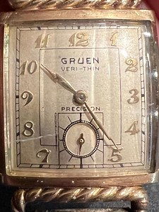 Running Vintage Gruen Veri-thin Precision Watch – Art Deco Rectangular Gold Tone Case W/ Small Seconds - Etsy