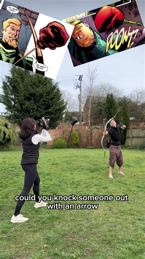 Testing the SILLIEST trick arrow! Thanks @Neet_Fitness for letting me shoot arrows at you! #fantasy #archery #nerd #greenarrow #archer