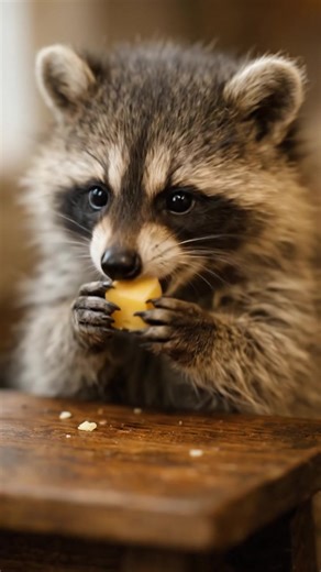 Part 1 - Cheese eating Just a tiny trash panda enjoying a snack. 🦝🍎 Turn your volume up for those crisp, tiny crunches! The ultimate brain massage you didn't know you needed. #ASMR #asmrsounds #EatingSounds #AnimalASMR #satisfyingvideo