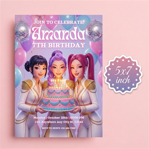 Kpop Demon Hunters Birthday Invitation Template | Printable Birthday Party Invite | Editable Canva Template | Digital Download - Etsy UK