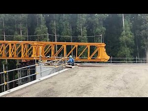 熊本県下益城郡美里町 令和金木橋ガーダー組立（送出し） ３日目 手延べ機 安東建設